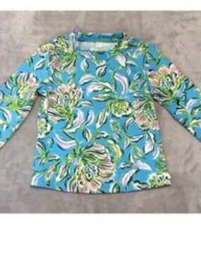 Lilly Pulitzer swing rash guard Turquoise Floral Turtleneck Top